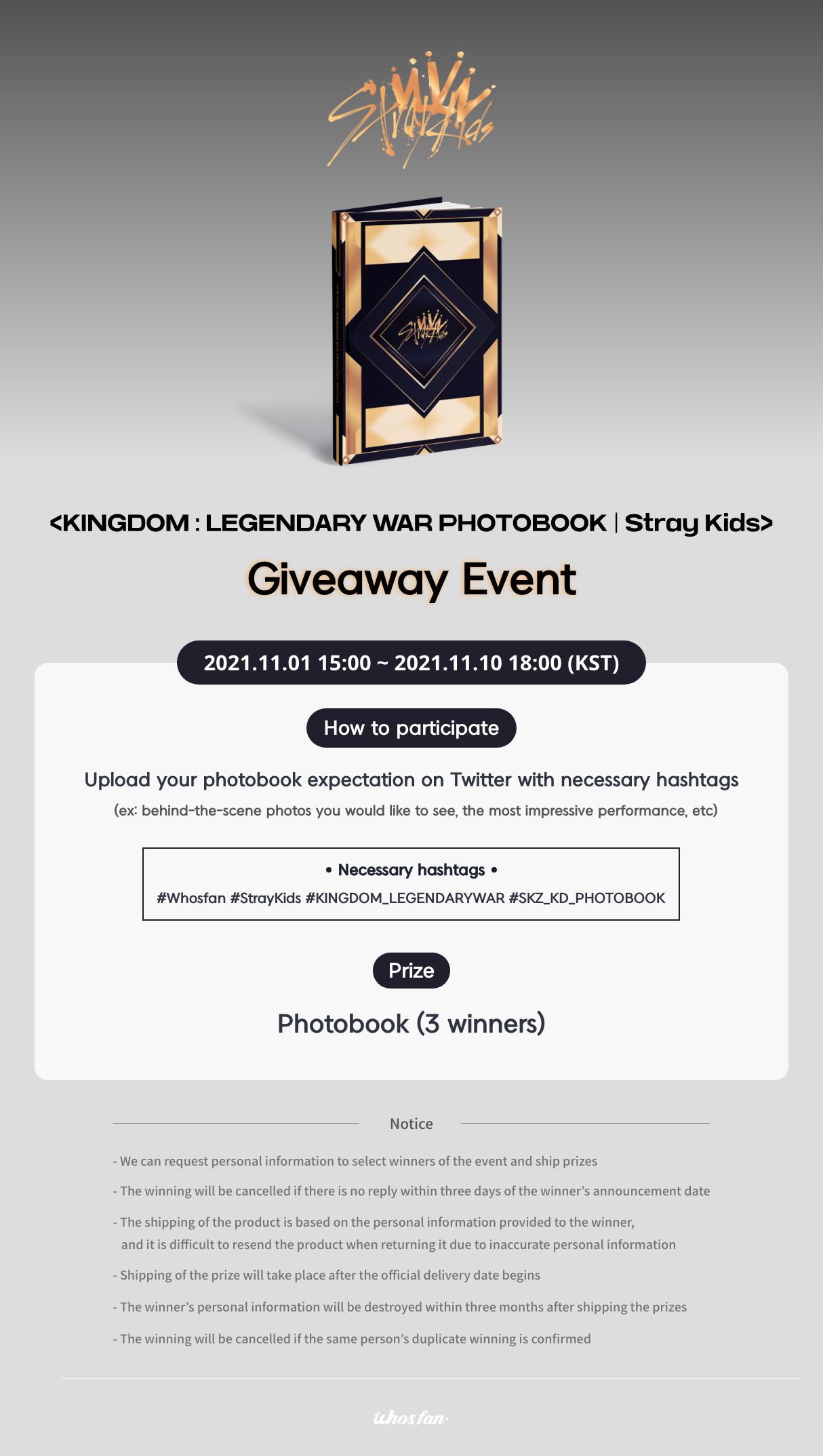 KINGDOM : LEGENDARY WAR PHOTOBOOKㅣStray Kids> Event Guide – WHOSFAN_Help  Center